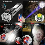 Linterna Táctica con Martillo de Seguridad Multifuncional 4 en 1